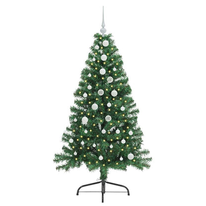 Konstgjord Förbelyst Julgran med 150 LED-lampor Grön 150 cm PVC