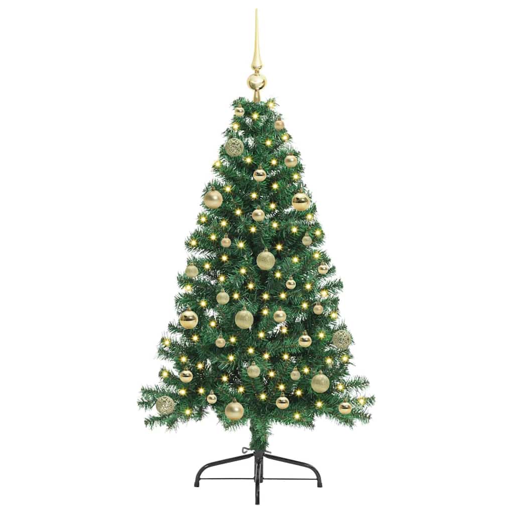 Konstgjord Förbelyst Julgran med 150 LED-lampor Grön 150 cm PVC