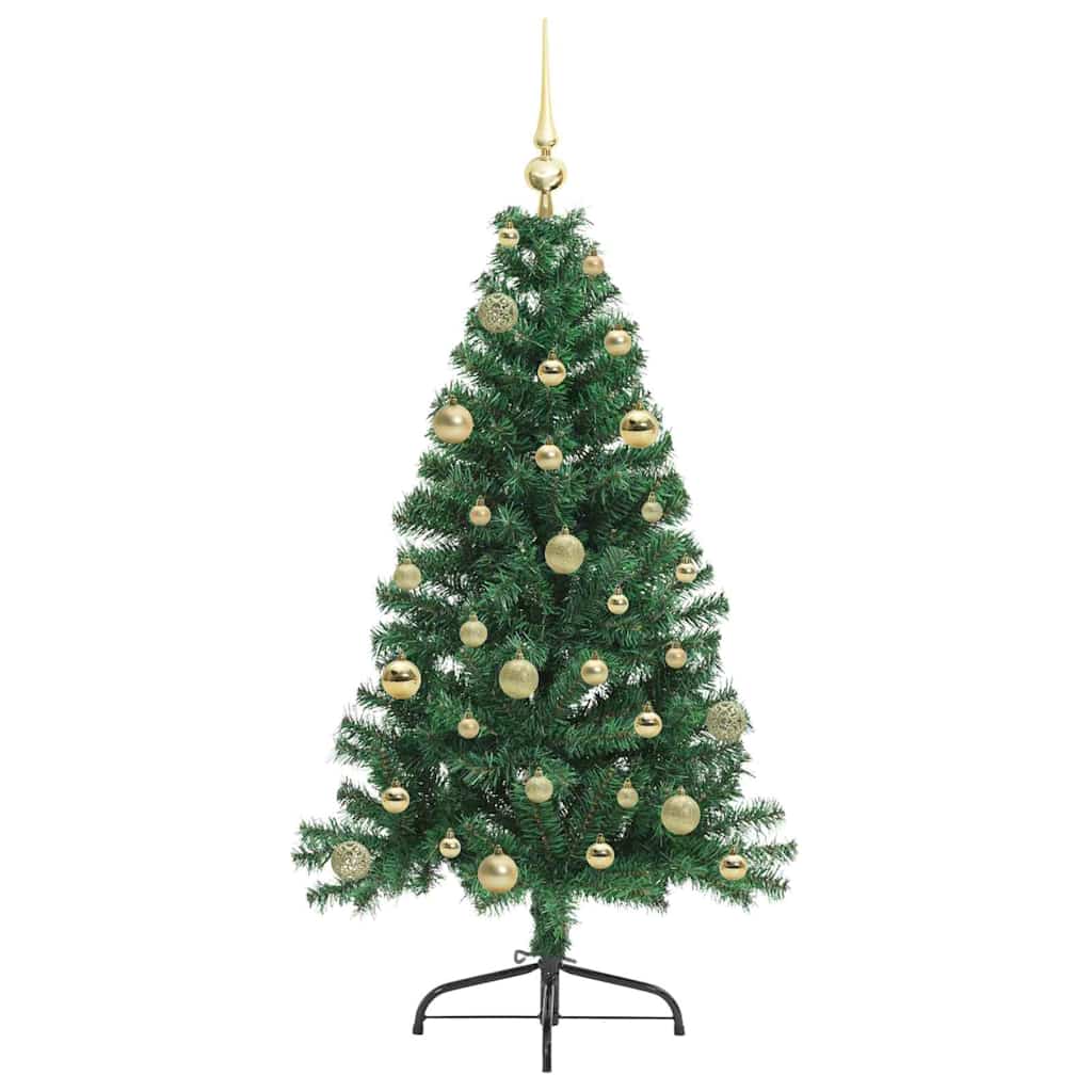 Konstgjord Förbelyst Julgran med 150 LED-lampor Grön 150 cm PVC