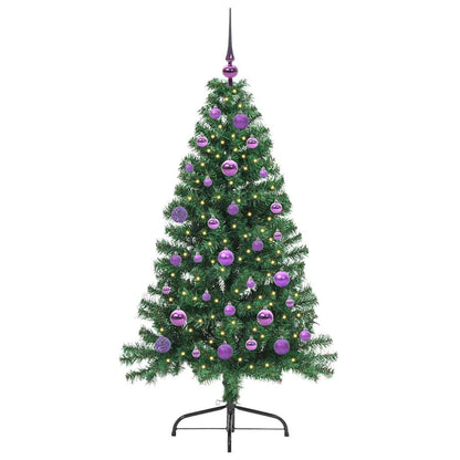 Konstgjord Förbelyst Julgran med 150 LED-lampor Grön 150 cm PVC