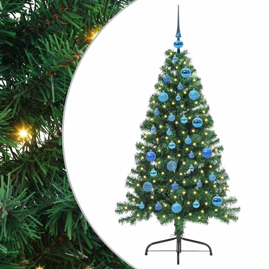Konstgjord Förbelyst Julgran med 150 LED-lampor Grön 150 cm PVC
