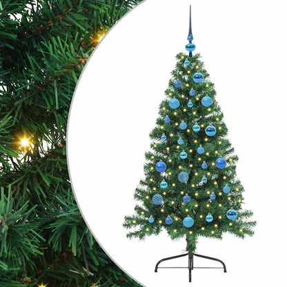 Konstgjord Förbelyst Julgran med 150 LED-lampor Grön 150 cm PVC