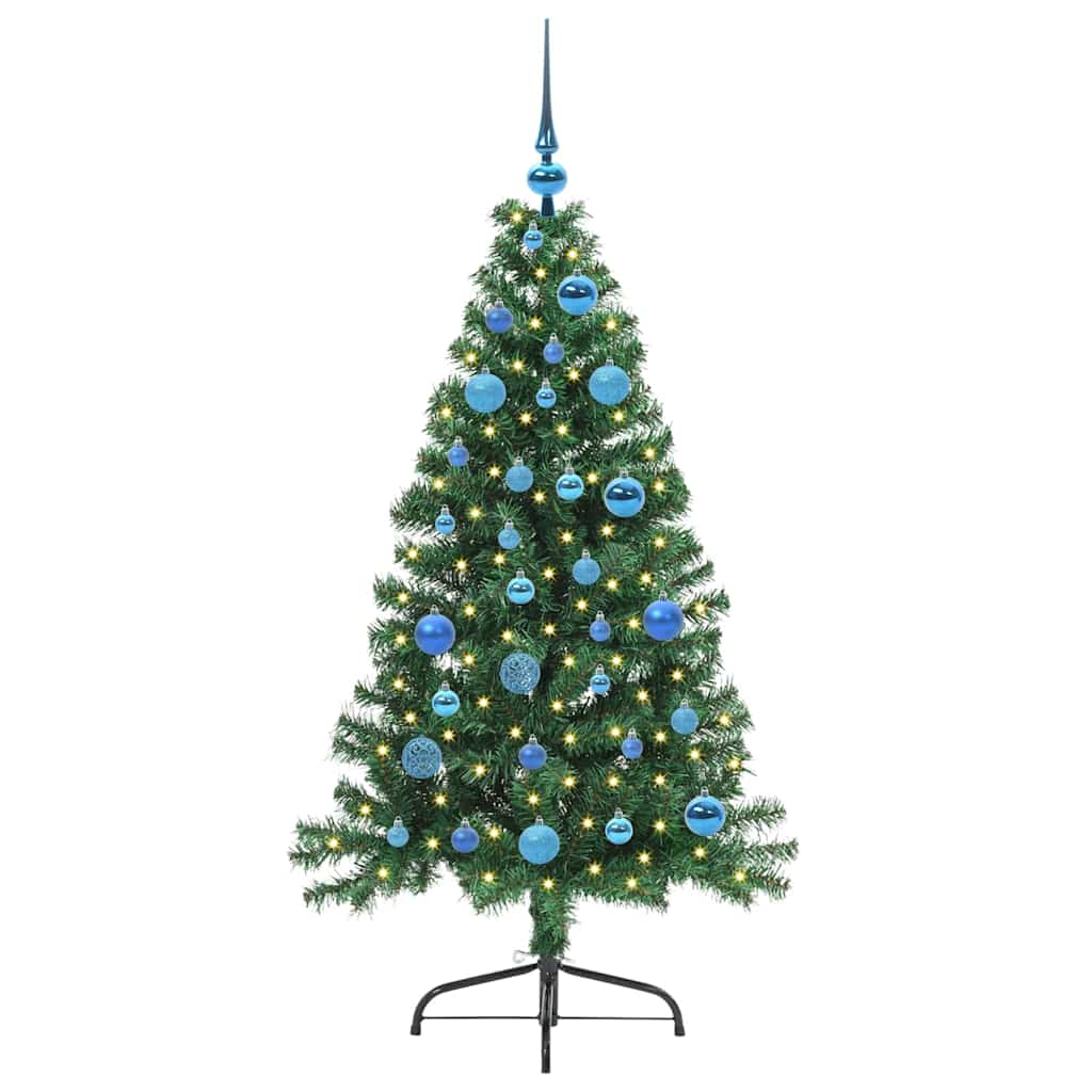 Konstgjord Förbelyst Julgran med 150 LED-lampor Grön 150 cm PVC