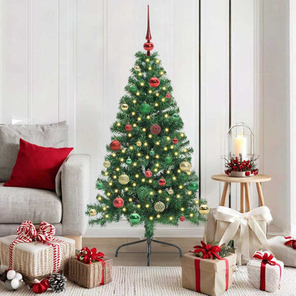 Konstgjord Förbelyst Julgran med 150 LED-lampor Grön 150 cm PVC