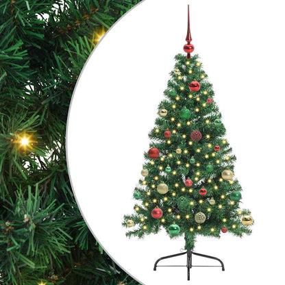 Konstgjord Förbelyst Julgran med 150 LED-lampor Grön 150 cm PVC