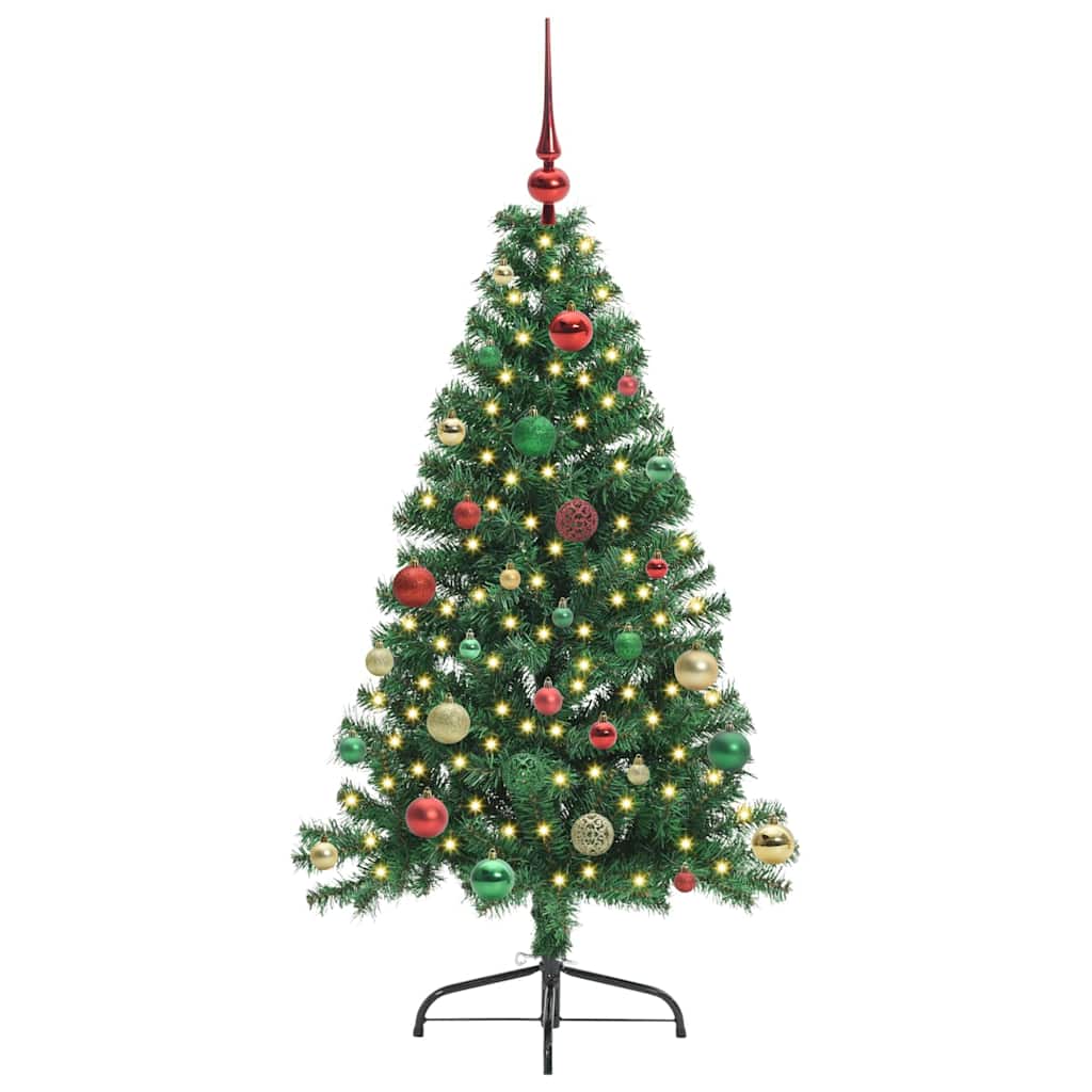 Konstgjord Förbelyst Julgran med 150 LED-lampor Grön 150 cm PVC