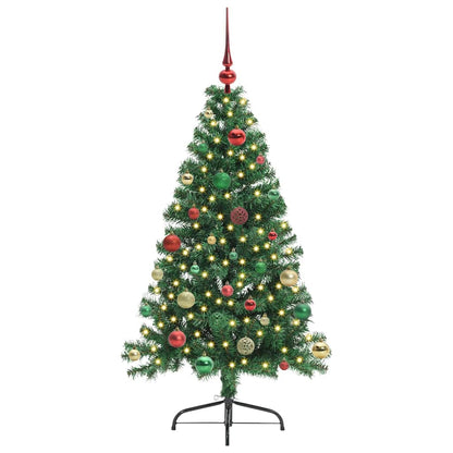 Konstgjord Förbelyst Julgran med 150 LED-lampor Grön 150 cm PVC