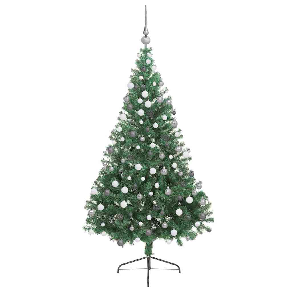 Konstgjord Förbelyst Julgran med 300 LED-lampor Grön 180 cm PVC