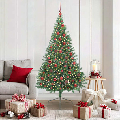 Konstgjord Förbelyst Julgran med 300 LED-lampor Grön 180 cm PVC