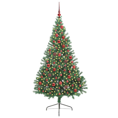 Konstgjord Förbelyst Julgran med 300 LED-lampor Grön 180 cm PVC