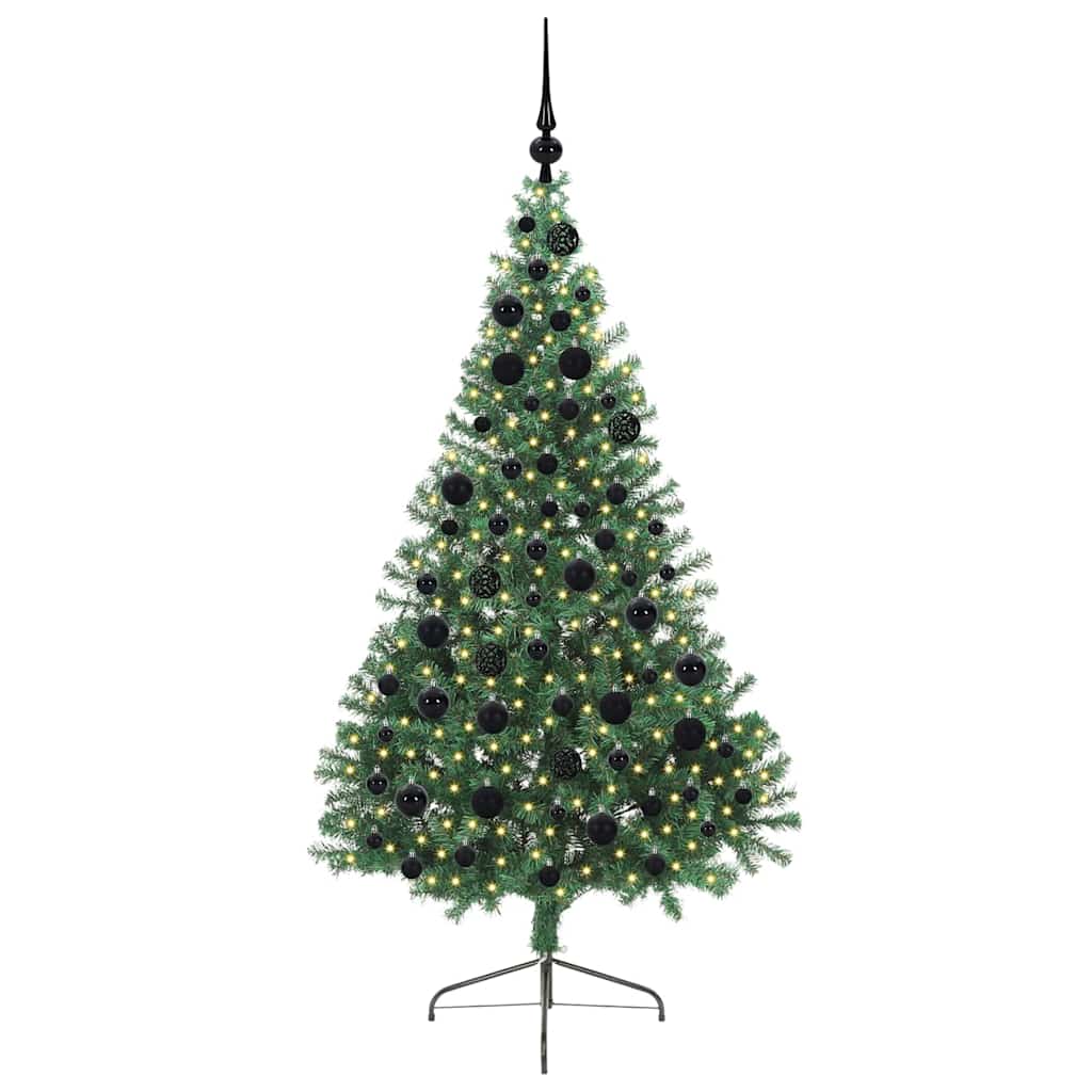 Konstgjord Förbelyst Julgran med 300 LED-lampor Grön 180 cm PVC