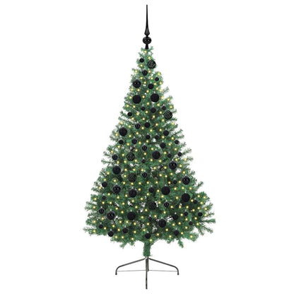 Konstgjord Förbelyst Julgran med 300 LED-lampor Grön 180 cm PVC