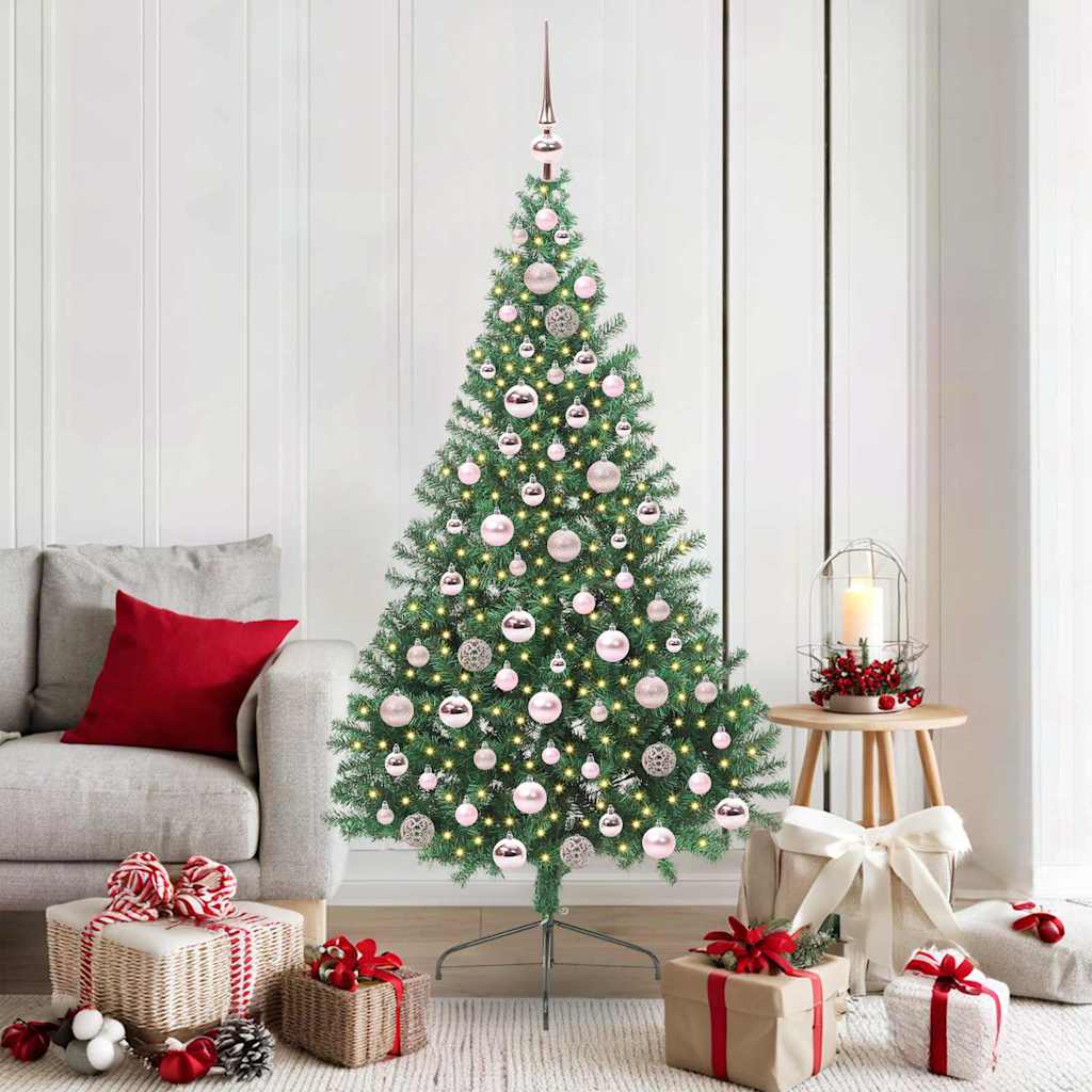 Konstgjord Förbelyst Julgran med 300 LED-lampor Grön 180 cm PVC
