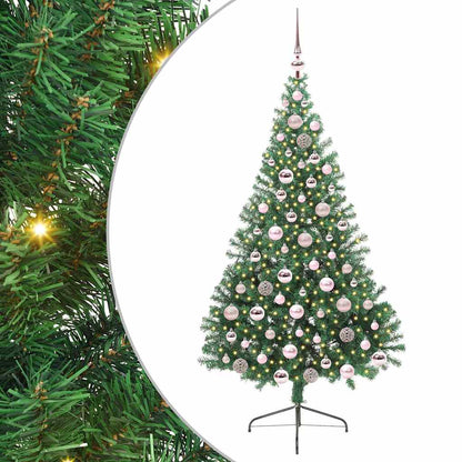 Konstgjord Förbelyst Julgran med 300 LED-lampor Grön 180 cm PVC