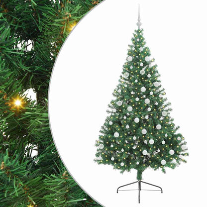 Konstgjord Förbelyst Julgran med 300 LED-lampor Grön 180 cm PVC