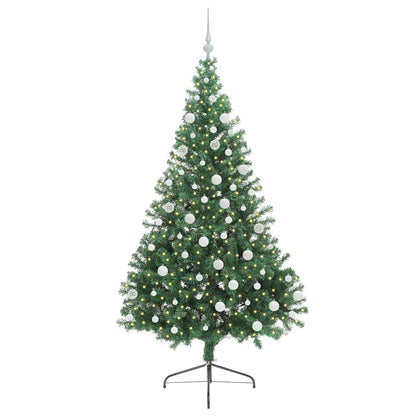 Konstgjord Förbelyst Julgran med 300 LED-lampor Grön 180 cm PVC