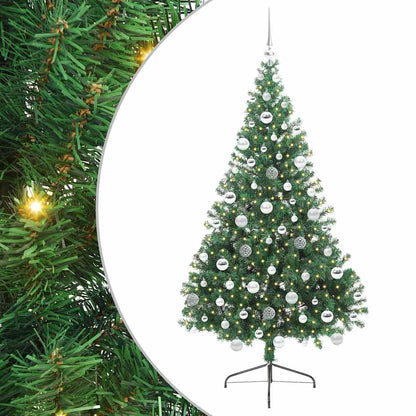 Konstgjord Förbelyst Julgran med 300 LED-lampor Grön 180 cm PVC