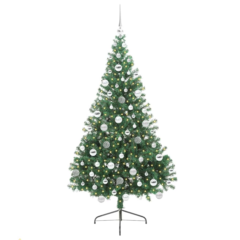 Konstgjord Förbelyst Julgran med 300 LED-lampor Grön 180 cm PVC