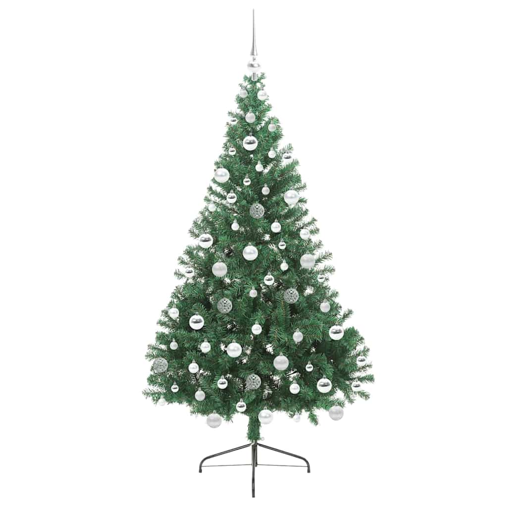 Konstgjord Förbelyst Julgran med 300 LED-lampor Grön 180 cm PVC