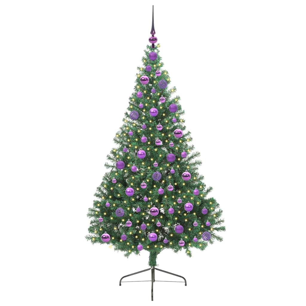 Konstgjord Förbelyst Julgran med 300 LED-lampor Grön 180 cm PVC