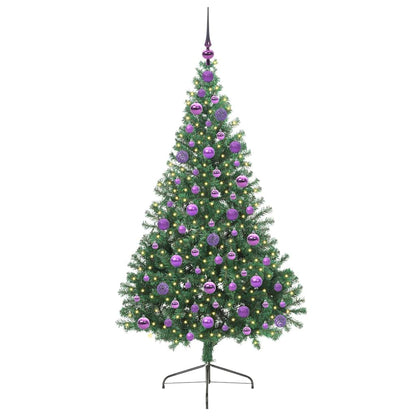 Konstgjord Förbelyst Julgran med 300 LED-lampor Grön 180 cm PVC