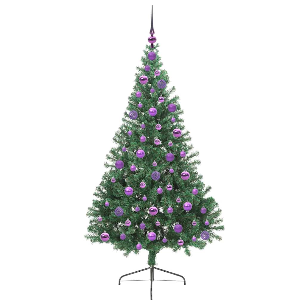 Konstgjord Förbelyst Julgran med 300 LED-lampor Grön 180 cm PVC
