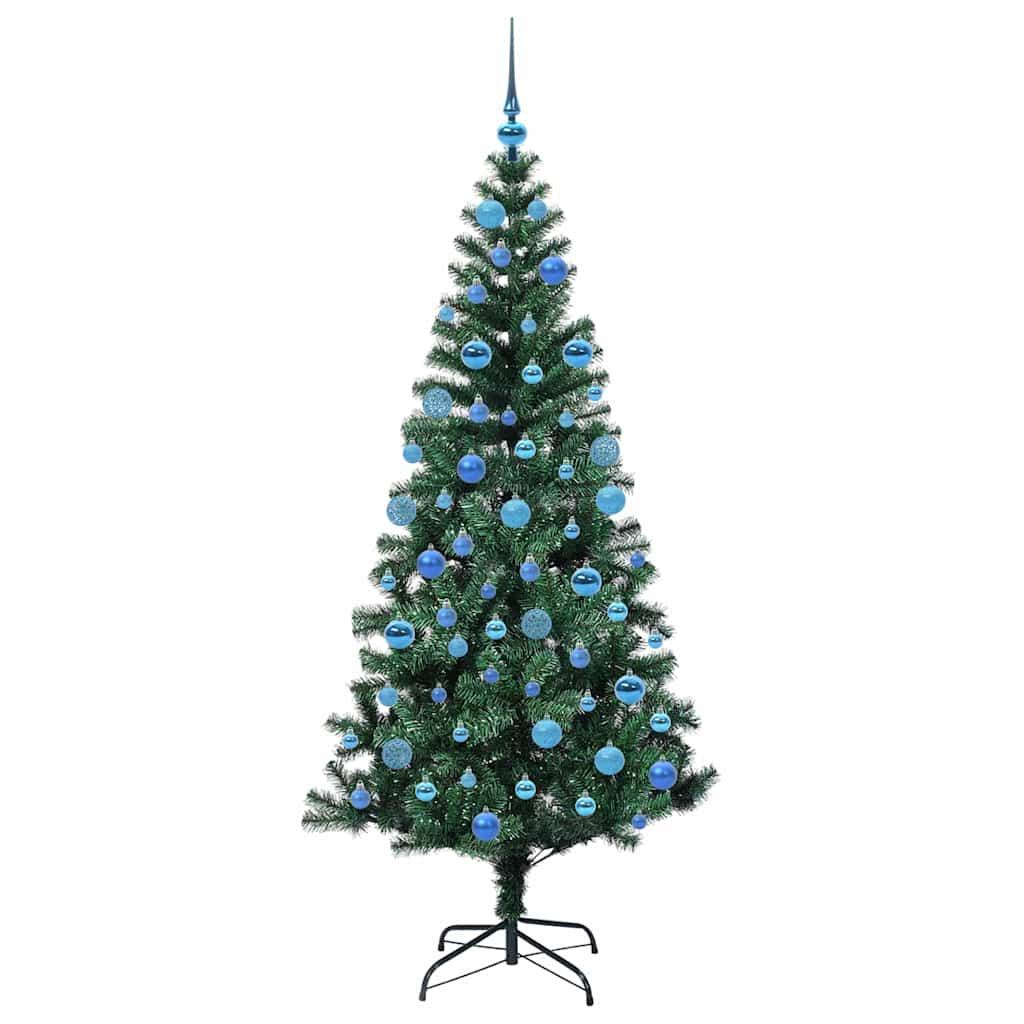 Konstgjord Förbelyst Julgran med 300 LED-lampor Grön 180 cm PVC