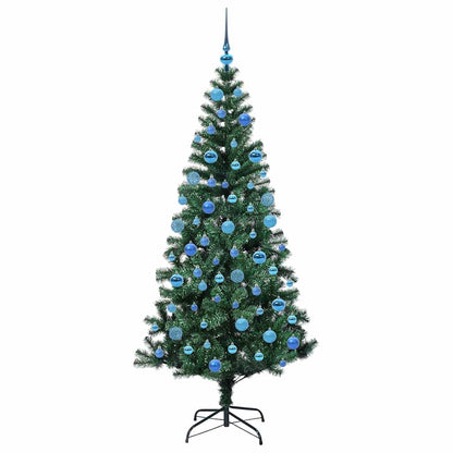 Konstgjord Förbelyst Julgran med 300 LED-lampor Grön 180 cm PVC