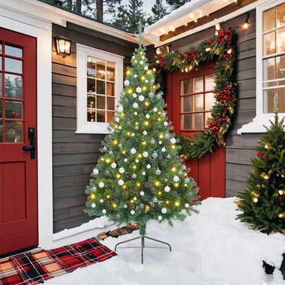 Konstgjord Förbelyst Julgran med 300 LED-lampor Grön 210 cm PVC