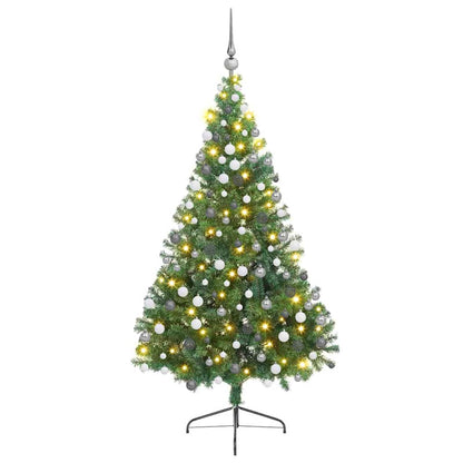Konstgjord Förbelyst Julgran med 300 LED-lampor Grön 210 cm PVC