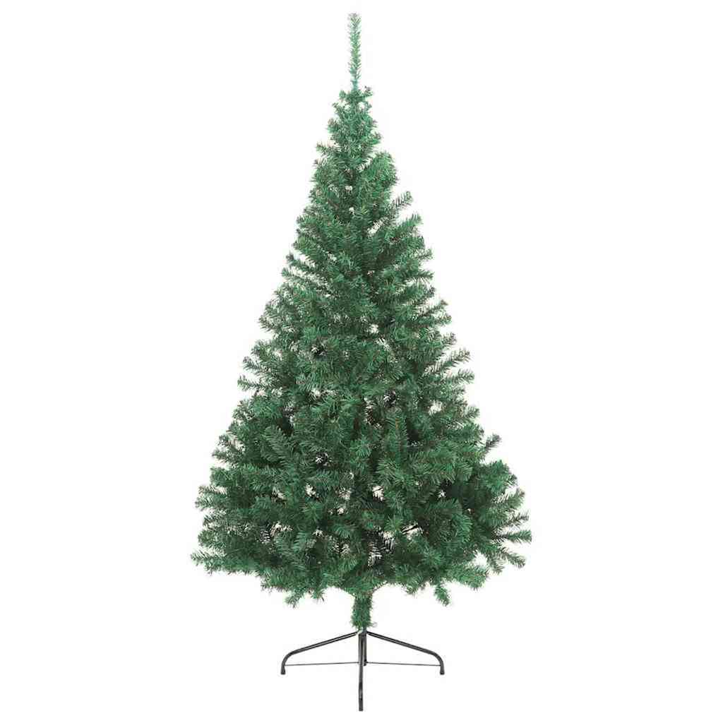 Konstgjord Förbelyst Julgran med 300 LED-lampor Grön 210 cm PVC