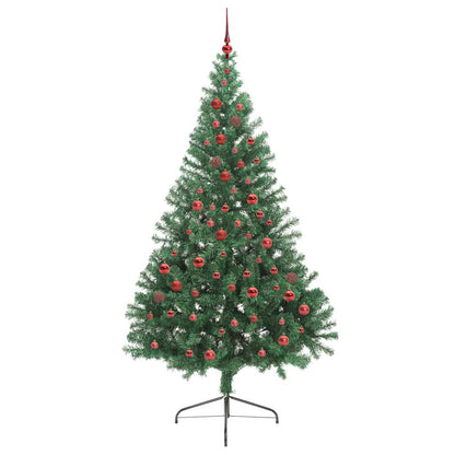 Konstgjord Förbelyst Julgran med 300 LED-lampor Grön 210 cm PVC