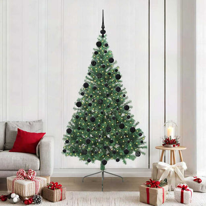 Konstgjord Förbelyst Julgran med 300 LED-lampor Grön 210 cm PVC