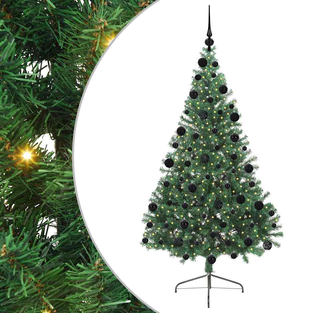 Konstgjord Förbelyst Julgran med 300 LED-lampor Grön 210 cm PVC