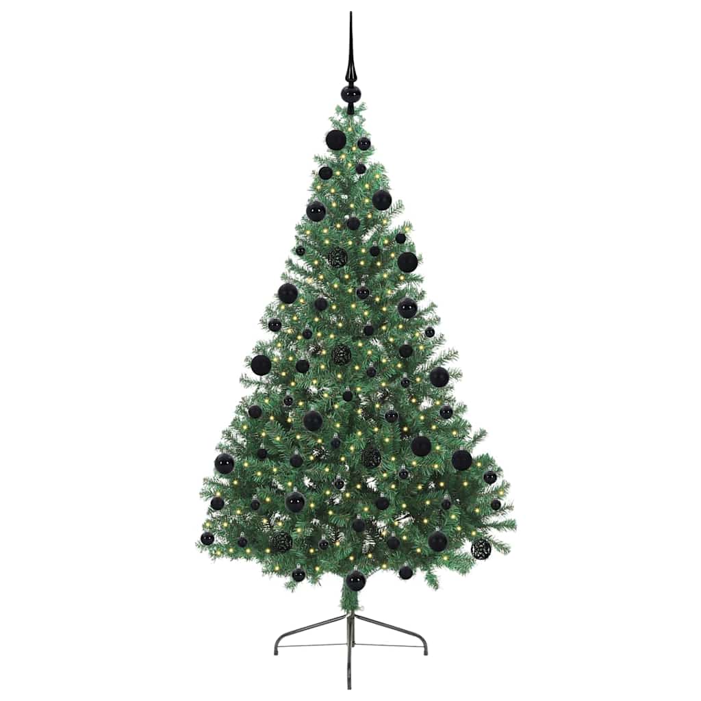 Konstgjord Förbelyst Julgran med 300 LED-lampor Grön 210 cm PVC