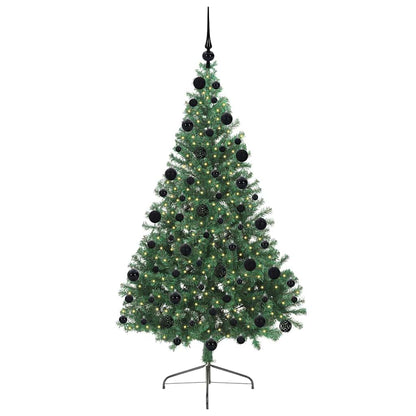 Konstgjord Förbelyst Julgran med 300 LED-lampor Grön 210 cm PVC