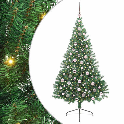 Konstgjord Förbelyst Julgran med 300 LED-lampor Grön 210 cm PVC