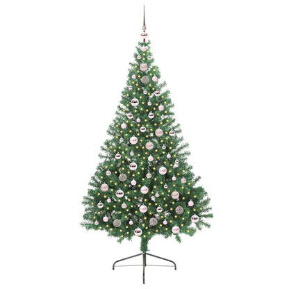 Konstgjord Förbelyst Julgran med 300 LED-lampor Grön 210 cm PVC