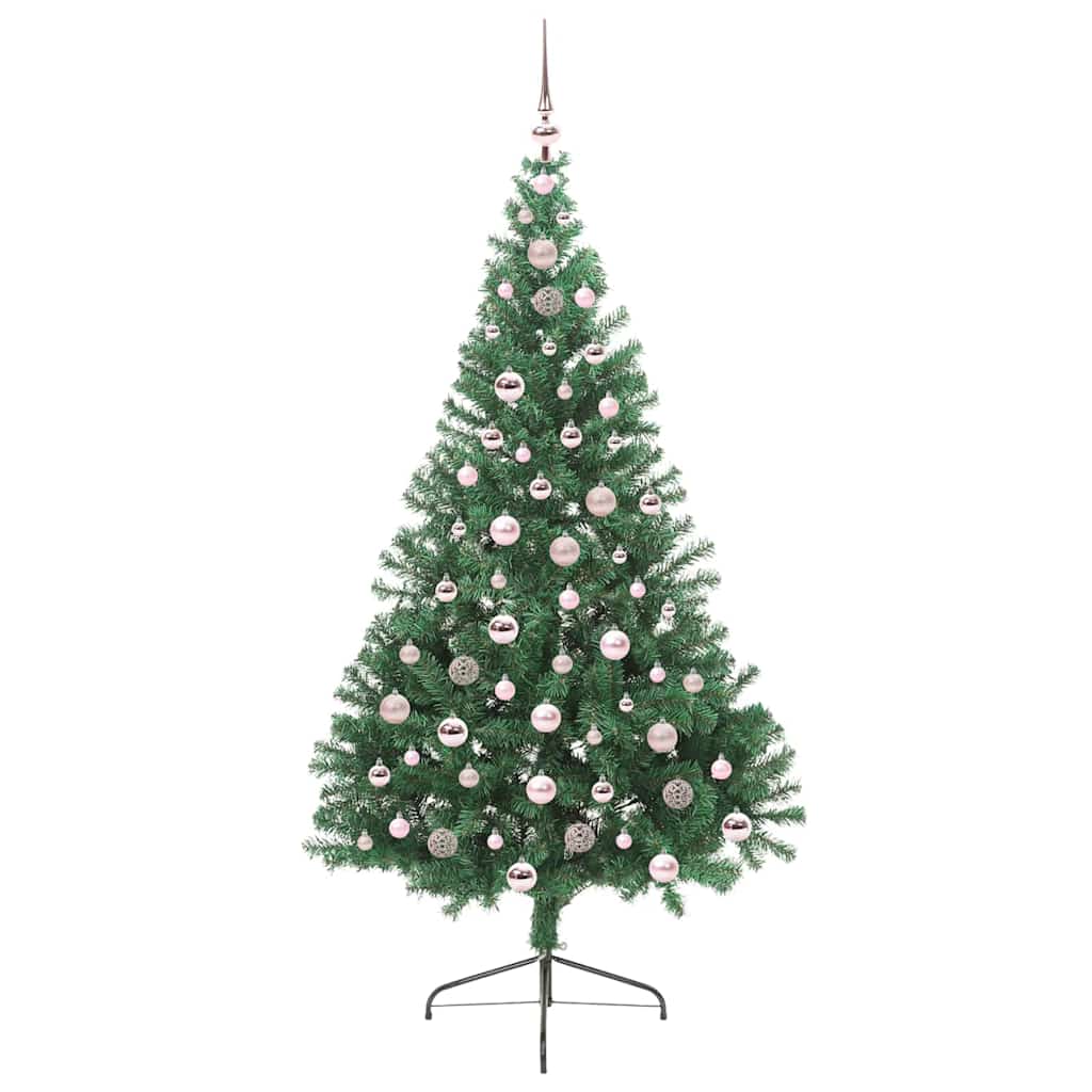 Konstgjord Förbelyst Julgran med 300 LED-lampor Grön 210 cm PVC