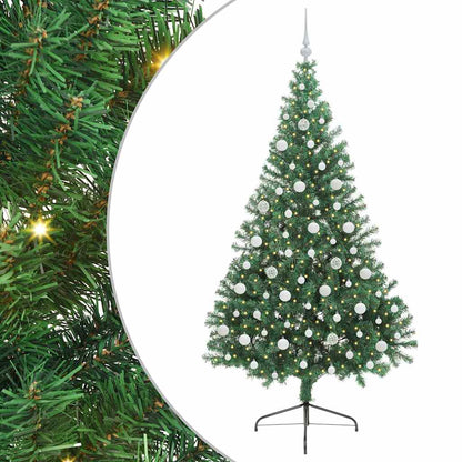 Konstgjord Förbelyst Julgran med 300 LED-lampor Grön 210 cm PVC