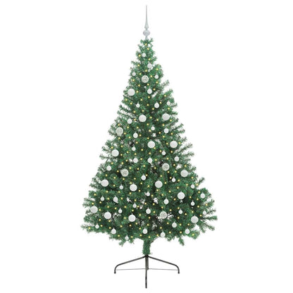Konstgjord Förbelyst Julgran med 300 LED-lampor Grön 210 cm PVC