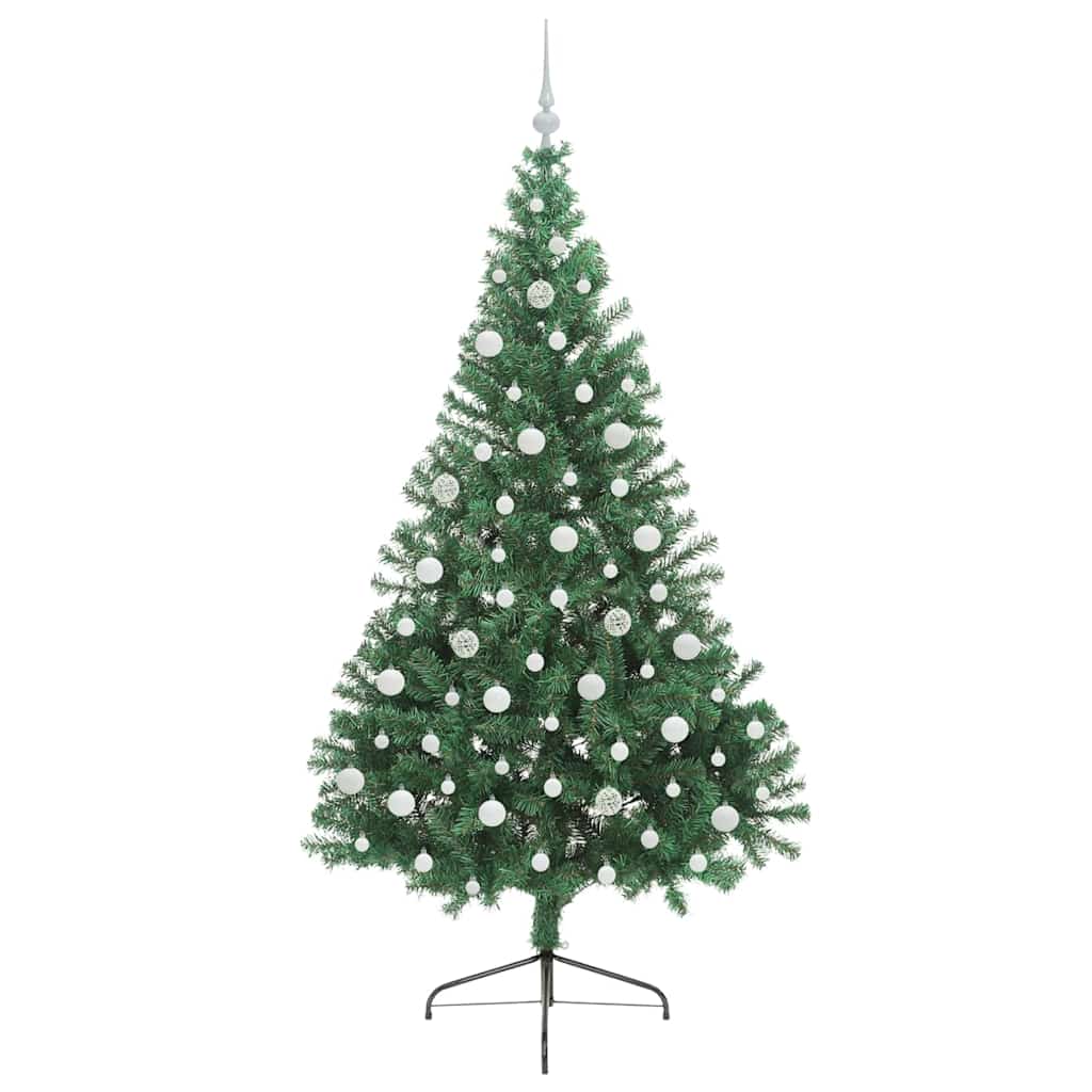Konstgjord Förbelyst Julgran med 300 LED-lampor Grön 210 cm PVC