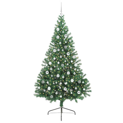 Konstgjord Förbelyst Julgran med 300 LED-lampor Grön 210 cm PVC