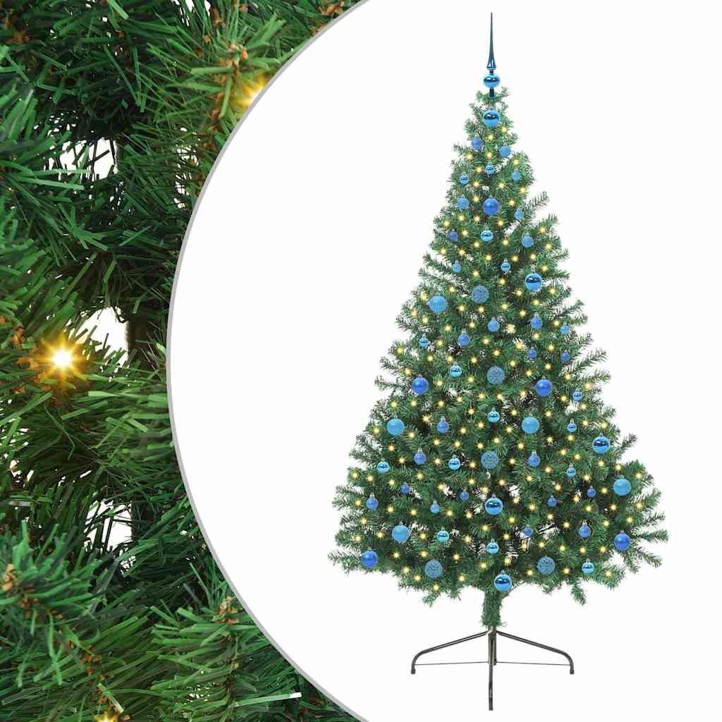 Konstgjord Förbelyst Julgran med 300 LED-lampor Grön 210 cm PVC