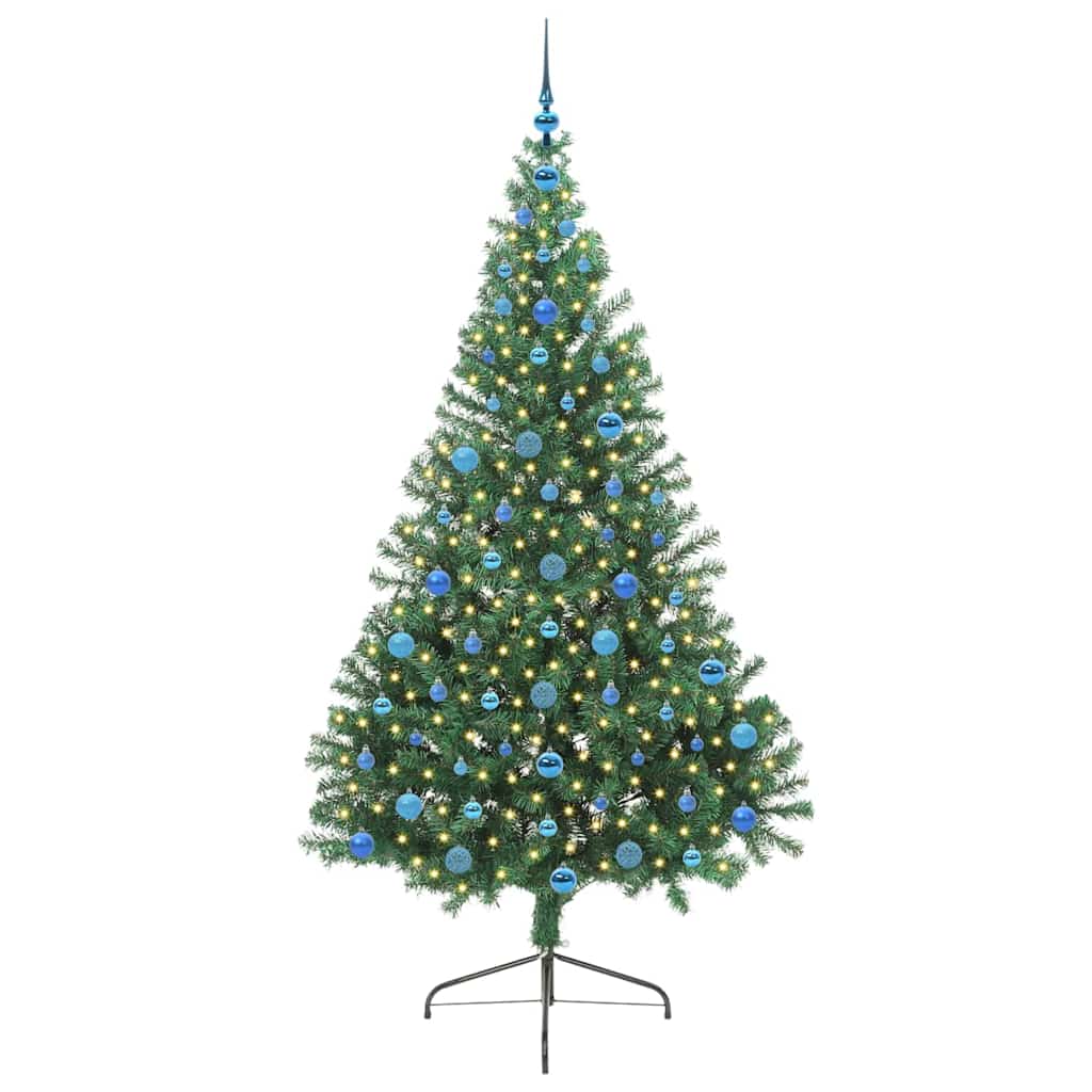 Konstgjord Förbelyst Julgran med 300 LED-lampor Grön 210 cm PVC