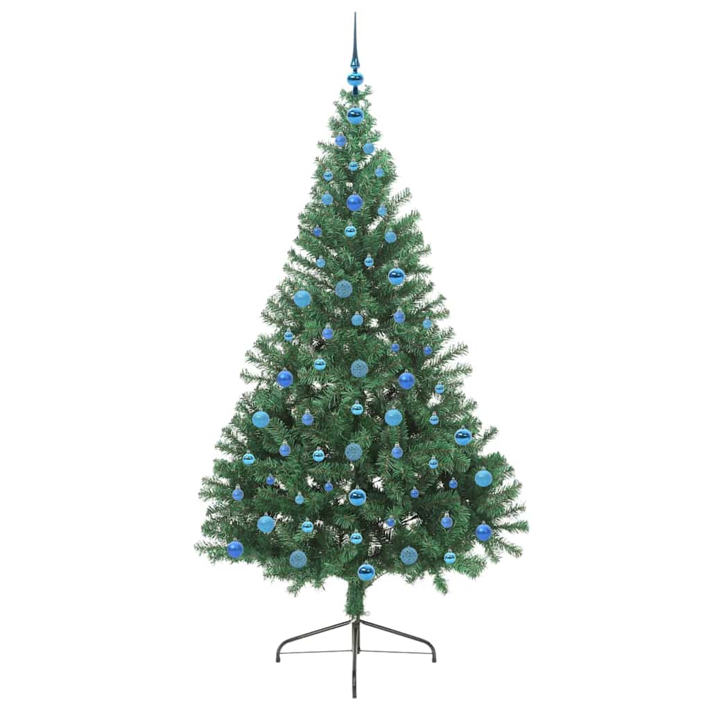 Konstgjord Förbelyst Julgran med 300 LED-lampor Grön 210 cm PVC