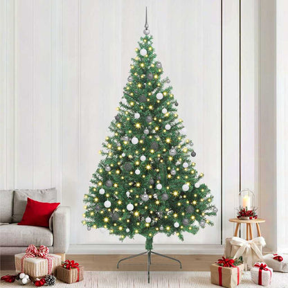 Konstgjord Förbelyst Julgran med 300 LED-lampor Grön 240 cm PVC