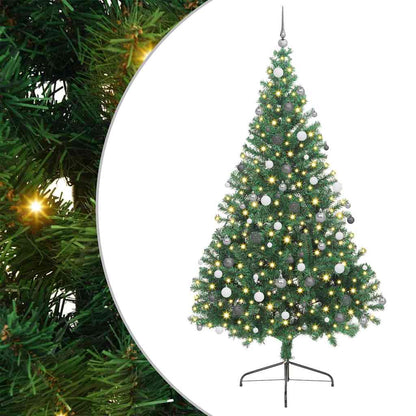 Konstgjord Förbelyst Julgran med 300 LED-lampor Grön 240 cm PVC