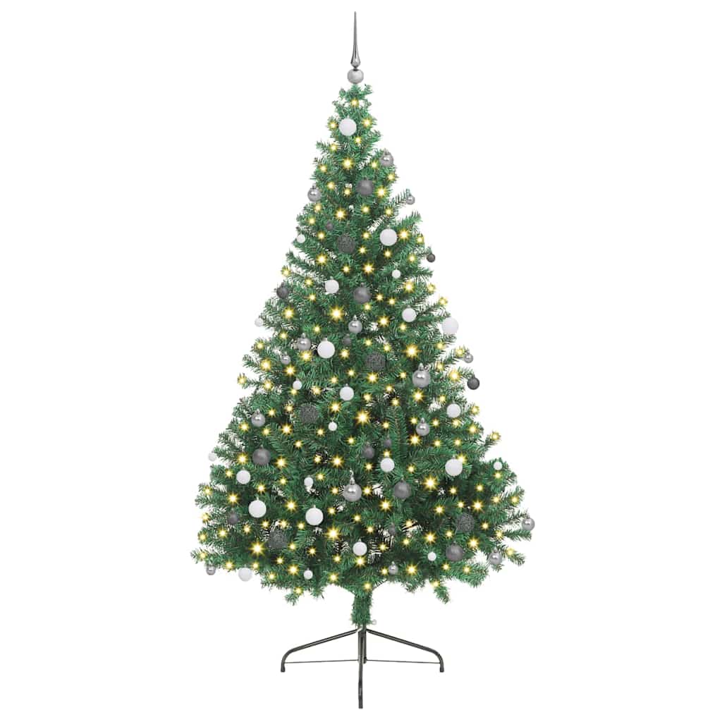 Konstgjord Förbelyst Julgran med 300 LED-lampor Grön 240 cm PVC