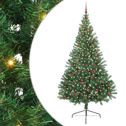 Konstgjord Förbelyst Julgran med 300 LED-lampor Grön 240 cm PVC